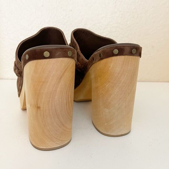 PAIGE ‘Alex’ Platform Clog in brown Suede with festival braided leather Size 11 - Picture 8 of 11